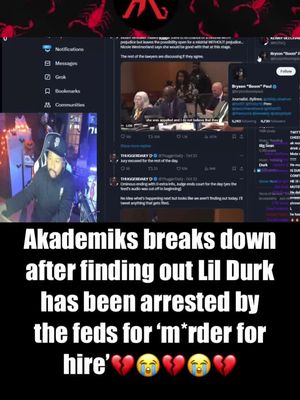 Akademiks breaks down after finding out Lil Durk has been arrested by the feds for ‘m*rder for hire’